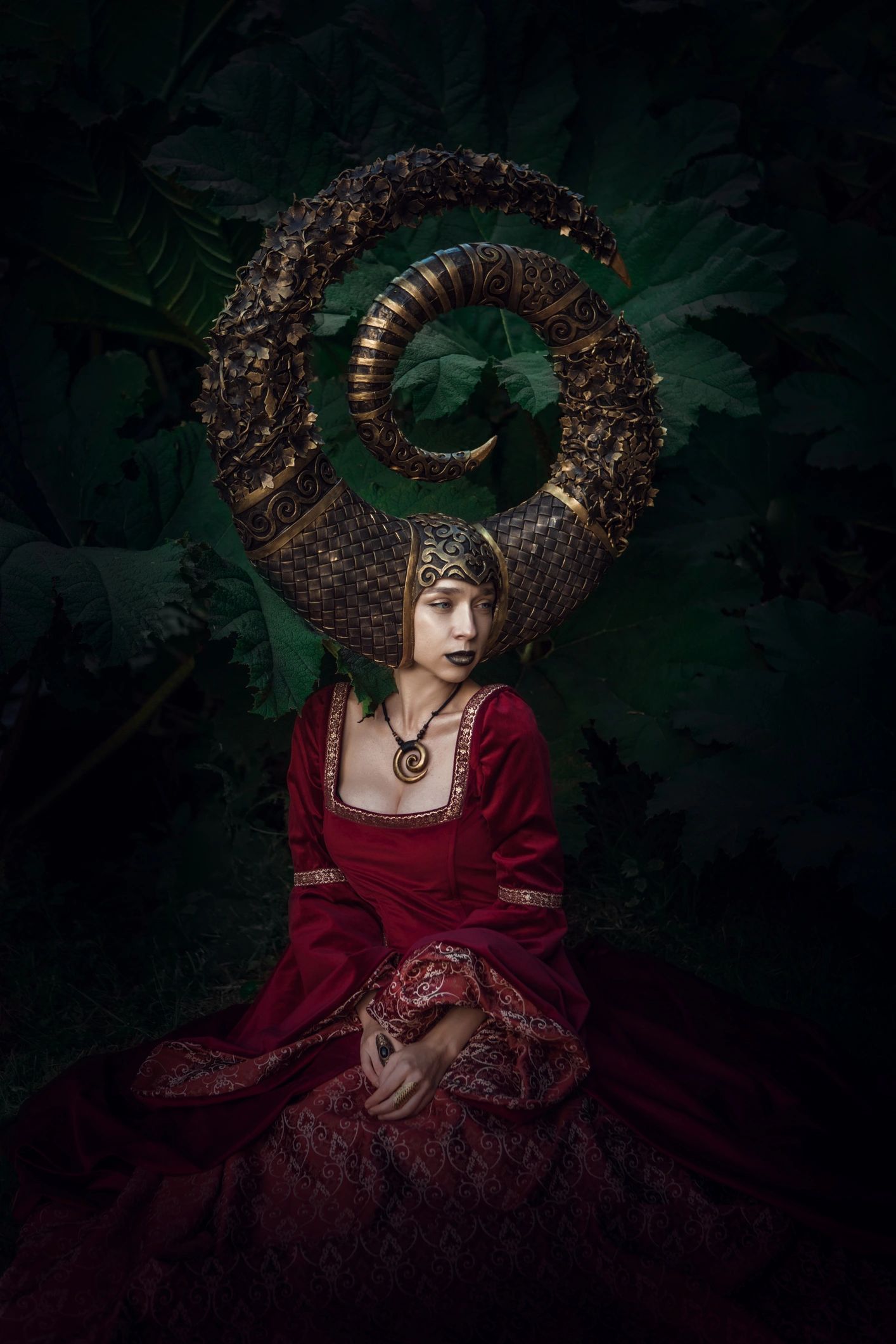 Spiritual figure outdoors in a magical setting