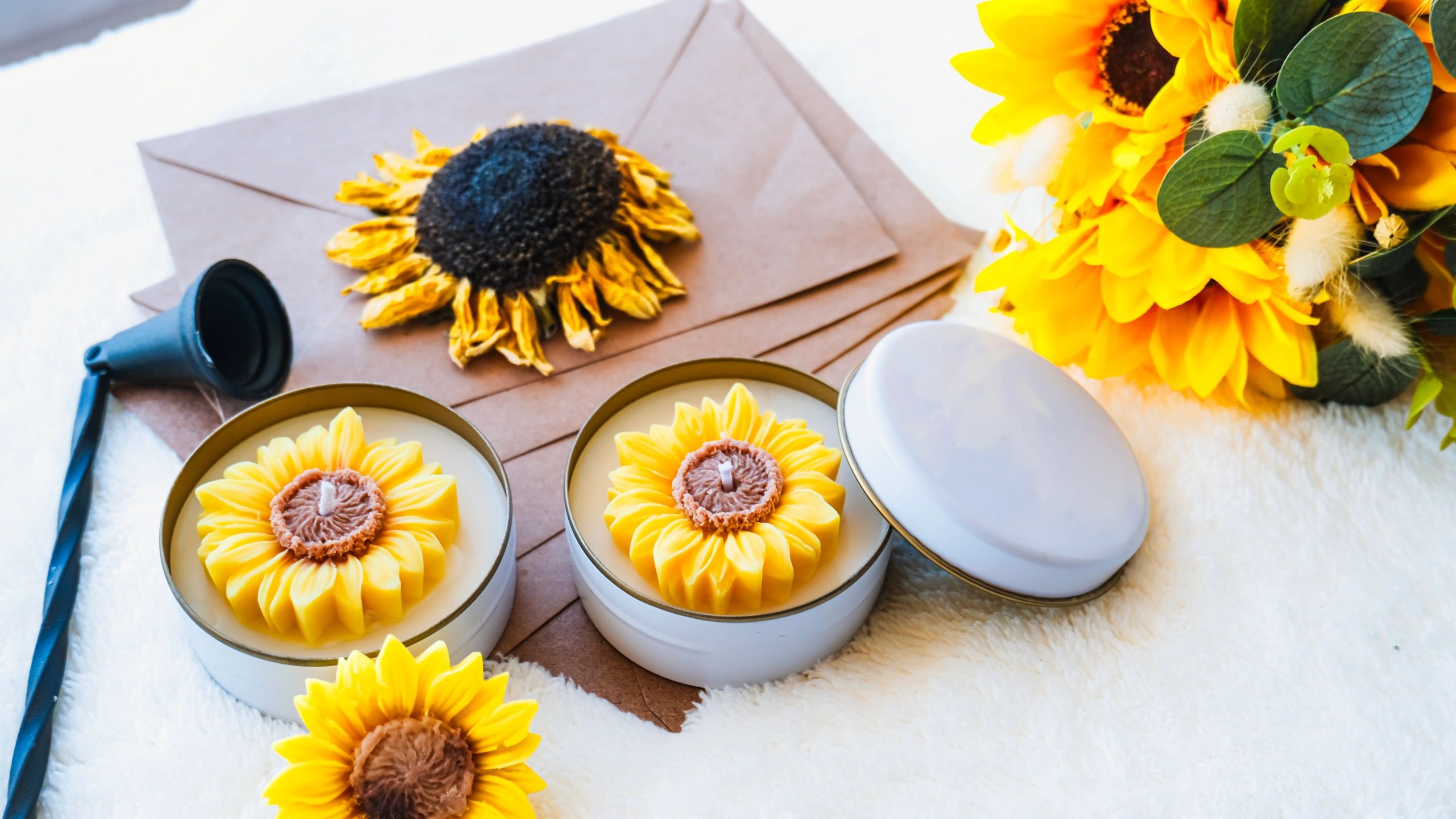 Decorative candles with warm golden tones